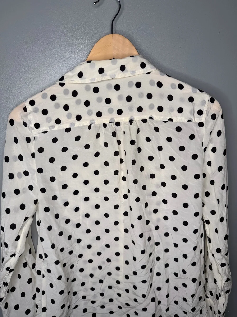 J. Crew 100% Silk Polka Dot Button Down Shirt